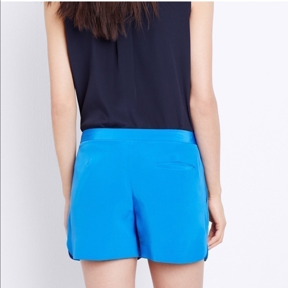 Vince Dress Shorts 4 Silk Pleated Dan Blue Luxury Pockets Lightweight - Picture 10 of 12
